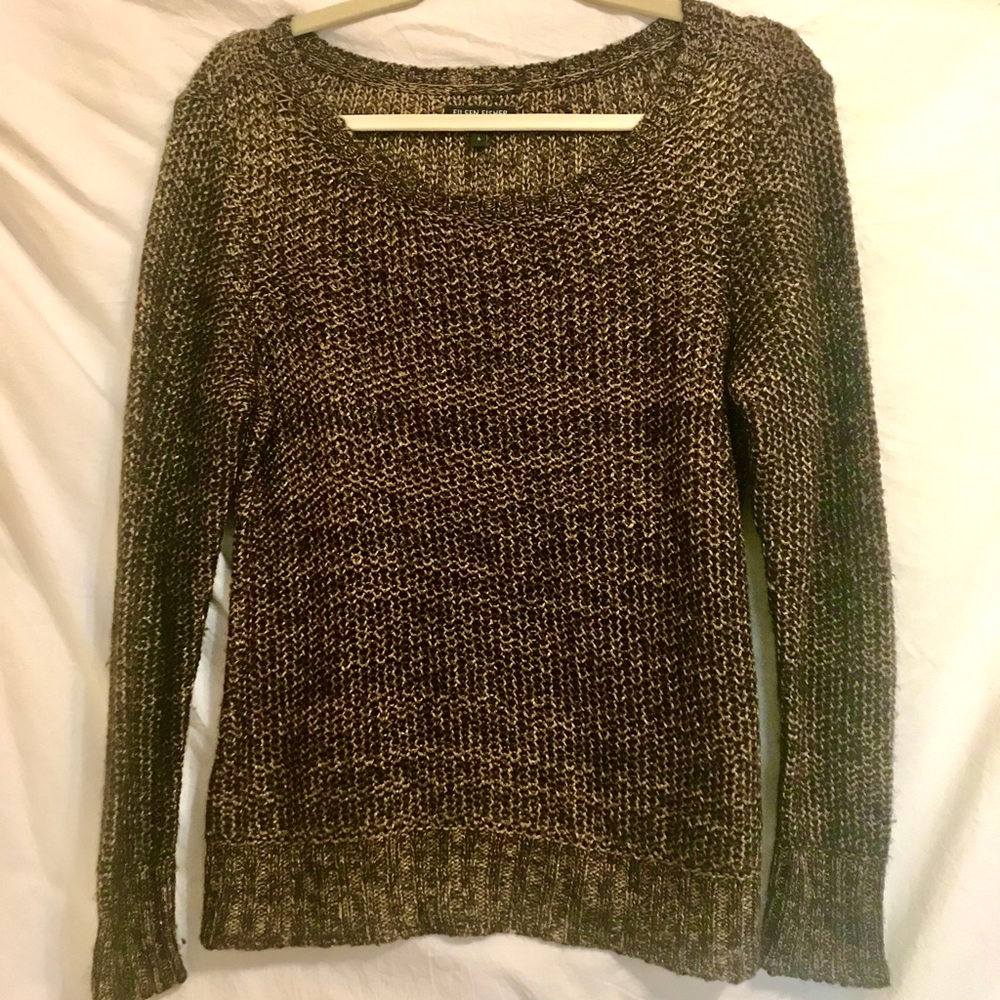 Eileen Fisher Gold Metallic and Black Sweater - Picture 3 of 9